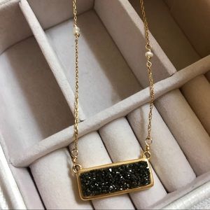 Black Druzy & Mother of Pearl Necklace